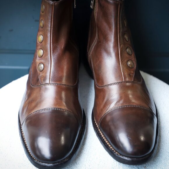 Calzoleria Harris for Barneys Vintage 8.5 Brown Burnished Italian Cap Toe Mens B - Picture 9 of 13